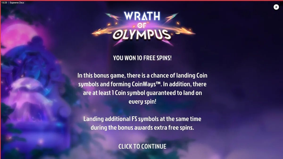Tampilan visual slot Supreme Zeus dengan latar belakang Olympus yang megah