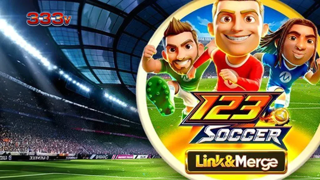 Tampilan antarmuka permainan slot 123 Soccer Link&Merge dengan tema sepak bola