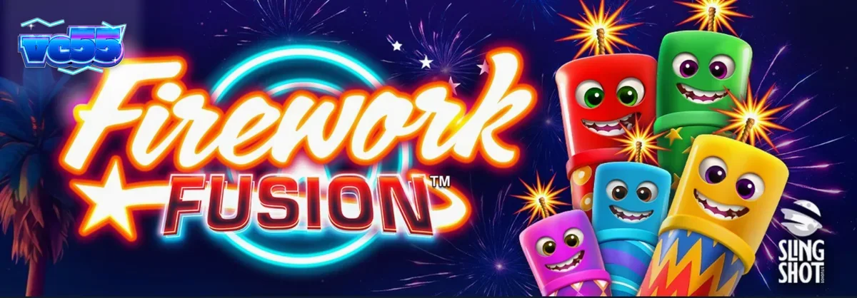 Tampilan visual slot Firework Fusion dengan tema karnaval kembang api